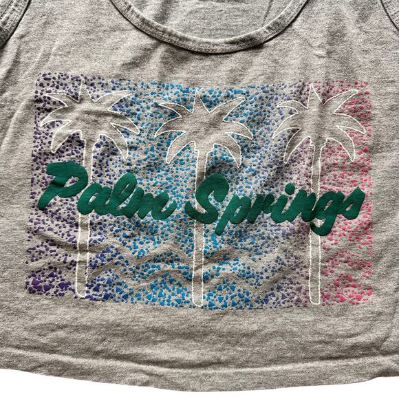 Vintage Fashion Threads "Palm Springs" Bubble Letter Scoop Neck Gray Tank M/L - Picture 3 of 6